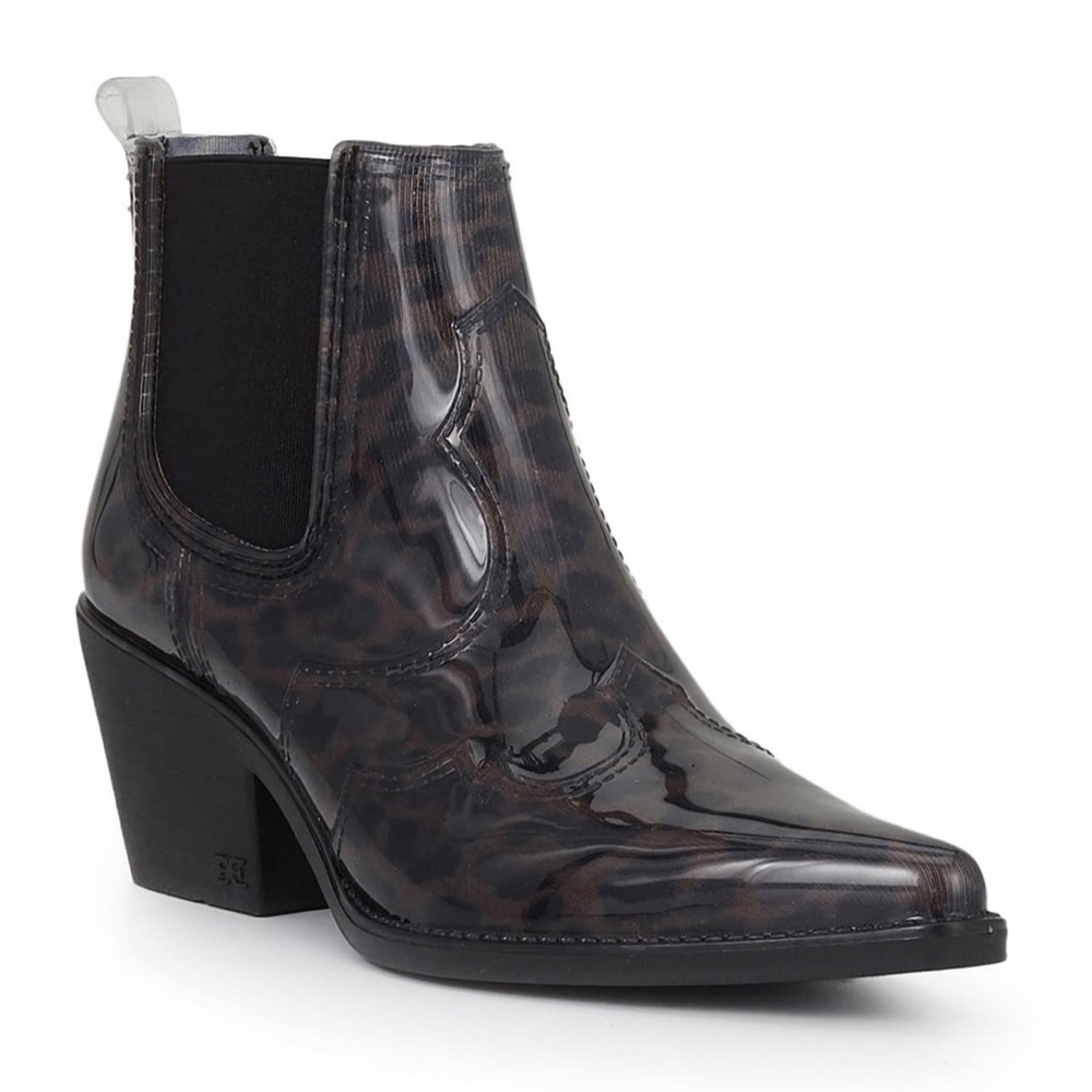 NIB Sam Edelman Winona Western Ankle Rain Bootie Bootie Dark Leopard 8M 38 - Picture 10 of 11